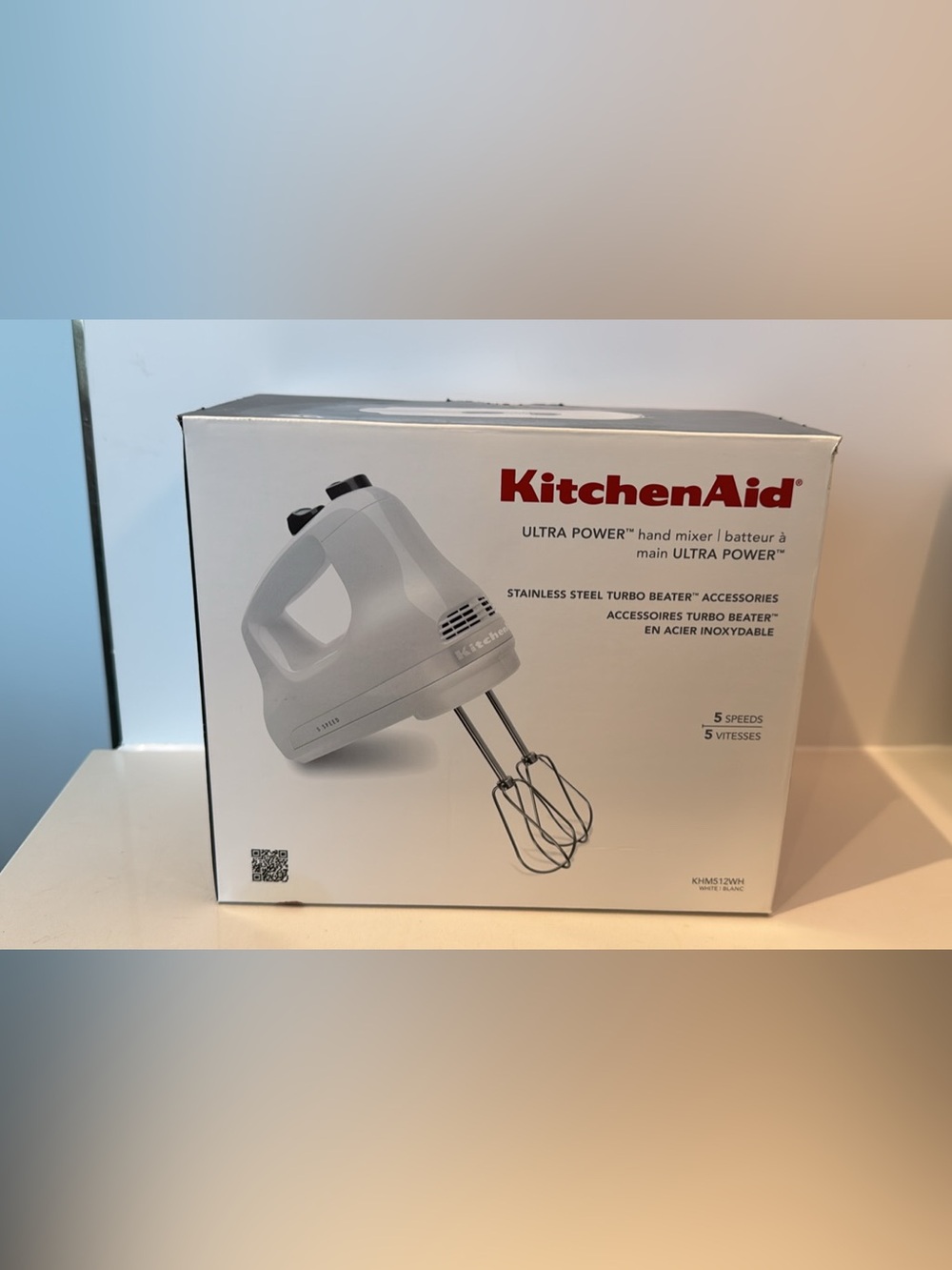 KitchenAid White 5 Speed Hand Mixer with Stainless Beaters